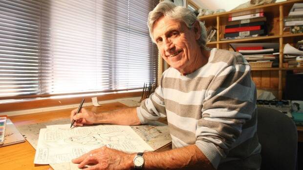 Cartoonist Murray Ball at his desk at his Gisborne home. Pic: Brett Mead
