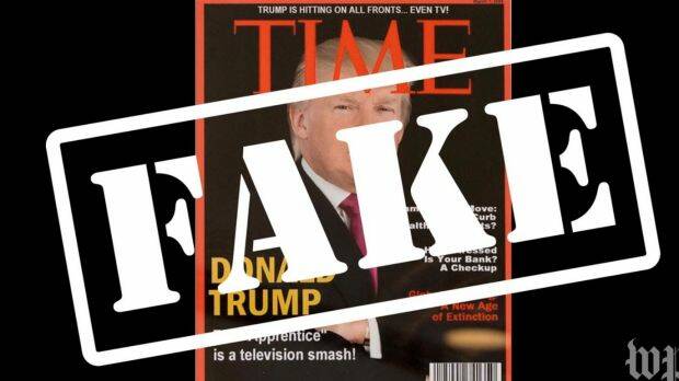 Like many mock covers, the Time cover sporting Donald Trump has many clues that fail a reality check. Photo: Screengrab/Washington Post