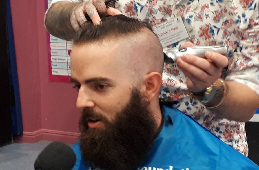 SHAVE: Mr Nathan O'Donnell helped raise money for the Leukemia Foundation on Friday. Photos: Supplied