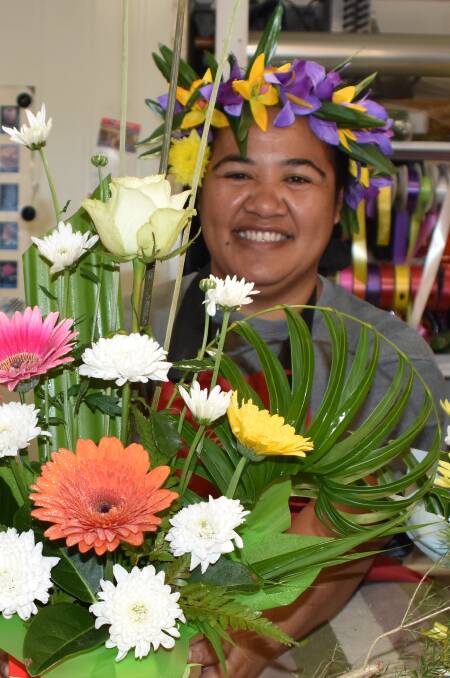 TRADEMARK: Toot's incorporates Islander style with weaves and plaits into her flower arrangements. Photo: Melissa North