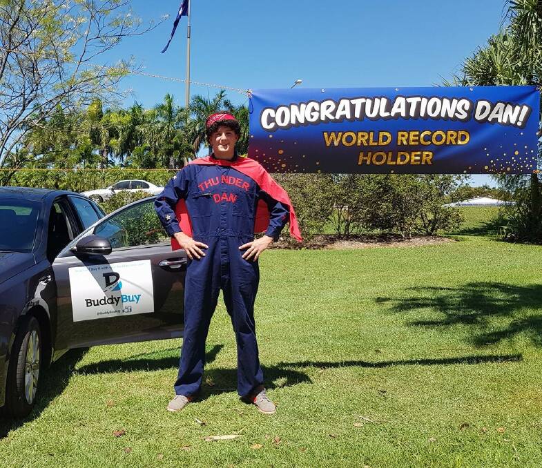 WORLD RECORD: Thunder Dan is the new world record holder for the longest drive time around a roundabout. Photo: Supplied