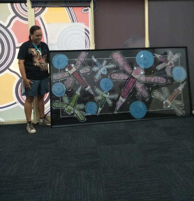 THE YARNING CIRCLE: This is a piece of artwork Ms Nathan created for Gidgee Healing. The design of dragonflies represents new beginnings and new life.