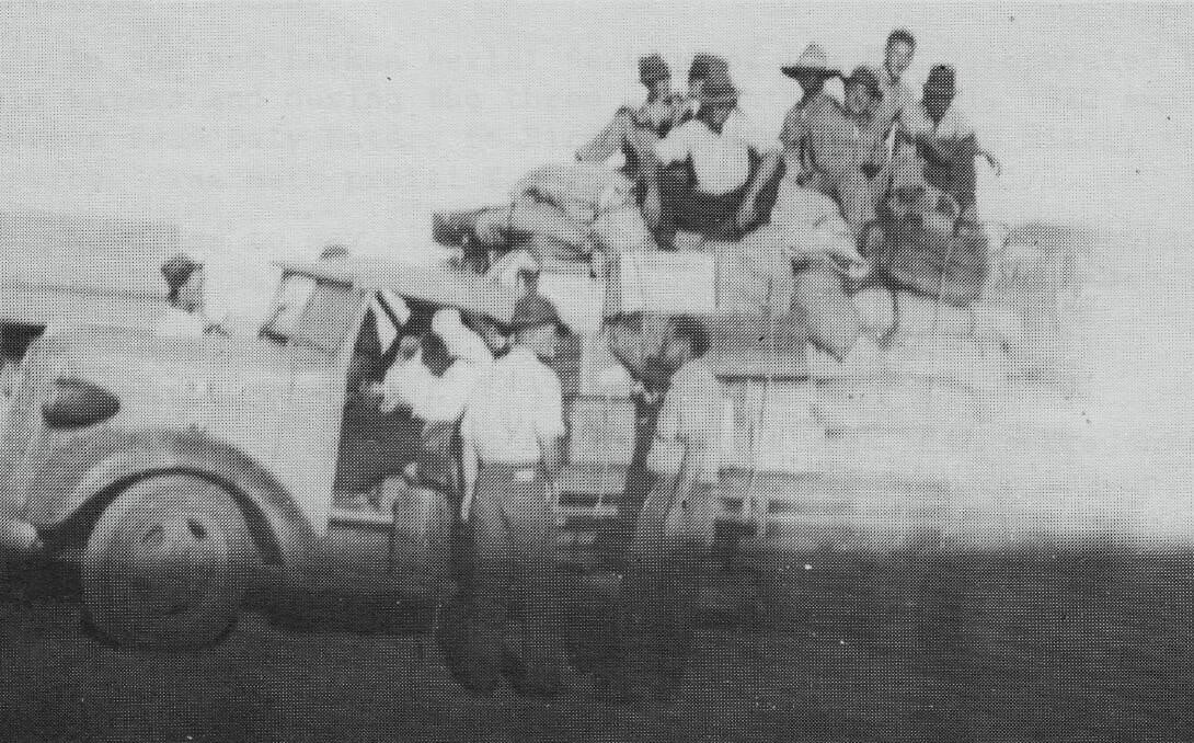 Joe Freckleton’s mail truck with passengers on board. Mount Isa to Camooweal mail run  April 3, 1940. Photographs courtesy of Mrs Ada Miller.