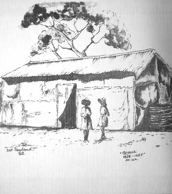 Drawing: Dot Rowland's sketch of the early Provinicial School of 1924. 