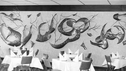 Val Pinsker’s copper art adorned the walls of the Restaurant.