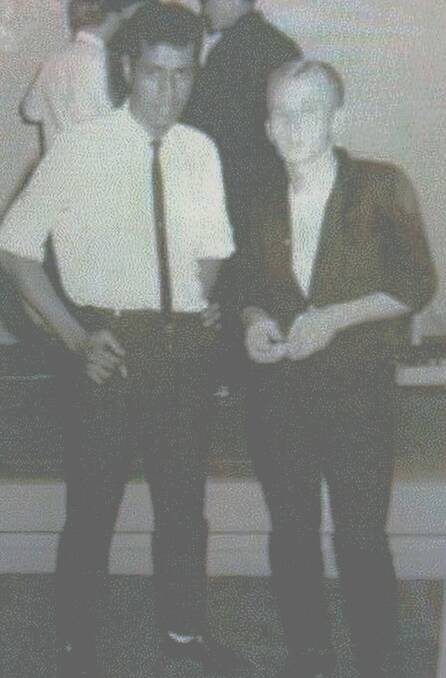 EARLY DAYS: Johnny Lui and Boris Stepanov at an A.W.U Hall dance in the early 1960s when the rock 'n' roll scene was starting in Mount Isa. Picture: Supplied. 