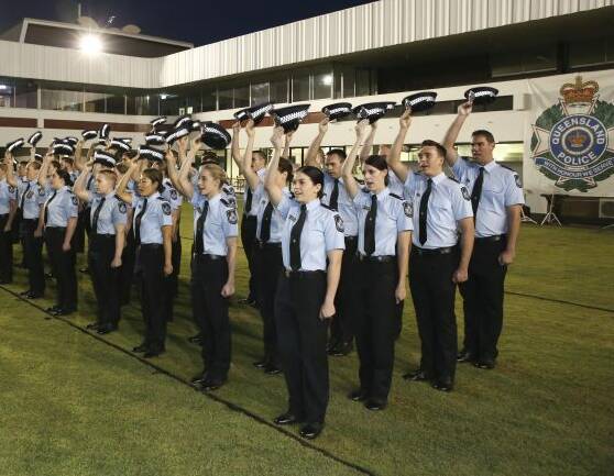 An induction ceremony sees new Queensland police recruits sworn in to service.