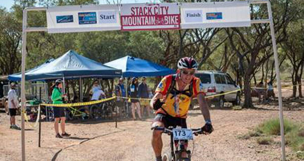 RACERS READY: Mens open winner Les Rayner crosses the finish line. Photo supplied.
