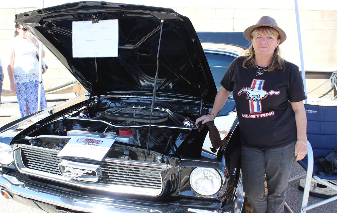 Gail Bishop with her 1965 Mustang Coupe, 302 engine, 347 stroke and a top of 355.4Hp