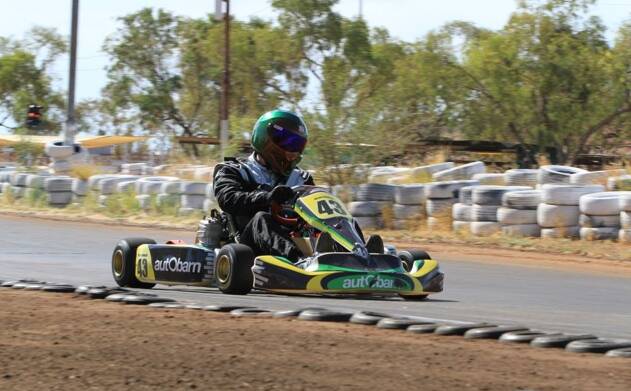 OFF AND RACING: Tag 125 Class driver Kevin Rowsell tearing around the track at Lagoon Park Raceway last race meeting. Photo supplied.