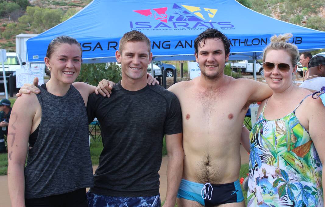 Bec Sheahan, Levi Page, Toby Wicks and Elen Jones competing and supporting the triathlon.