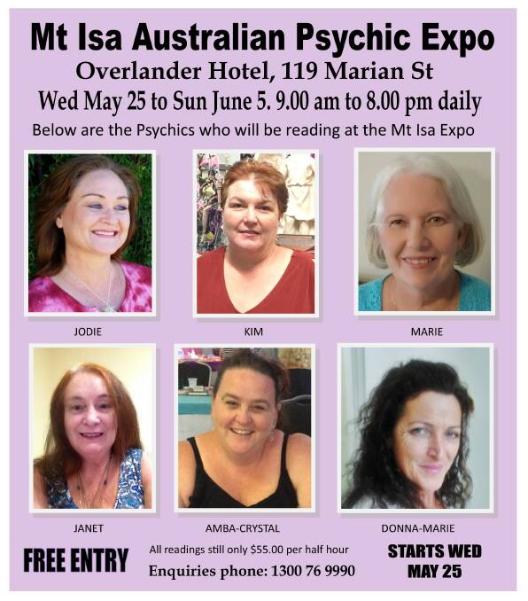 Psychics who will be visiting Mount Isa.