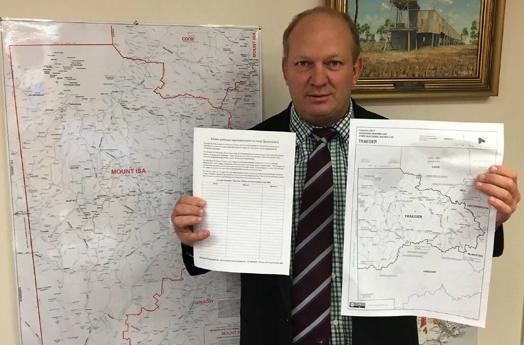 KAP: Member of Dalrymple Shane Knuth displays the petition and proposed changes to the north Queensland electoral borders. Photo supplied.