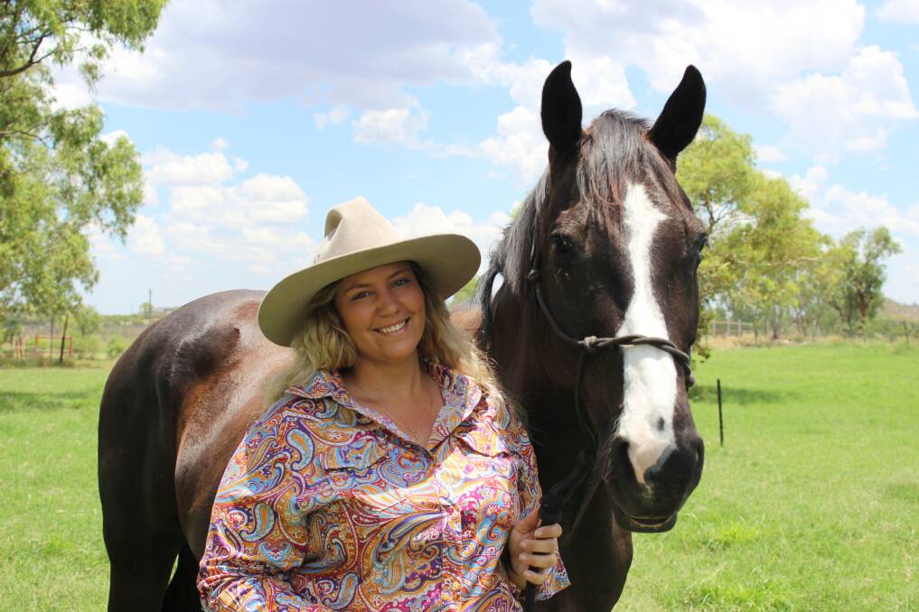 LOOKING FORWARD: 2018 Mount Isa Mines Rotary Rodeo Queen Quest entrant Beck Hodshon and her horse Cheques. Photo: Samantha Walton