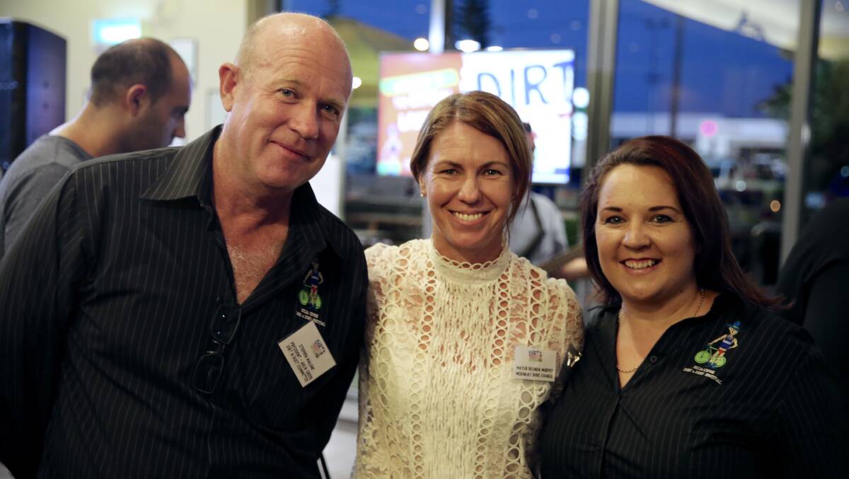 Festival President Steve Malone, Belinda Murphy Mayor of McKinlay Shire Council and Tammy Roberts enjoy the festival launch in Townsville.