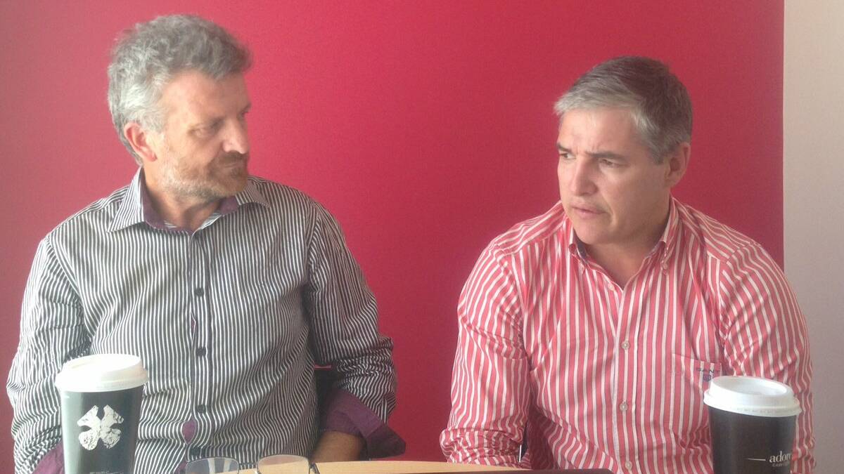 Robbie Katter (right) speaks to the North West Star editor Derek Barry on Elevenses on Monday.