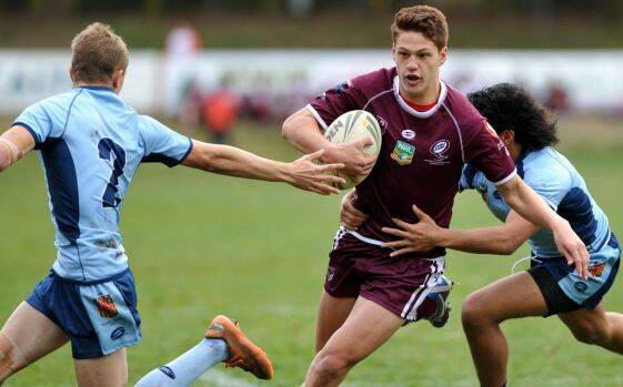 Five-year deal: Ponga in action for the under 15 Queensland Maroons v NSW Combined High Schools. Photo: Graham Tidy