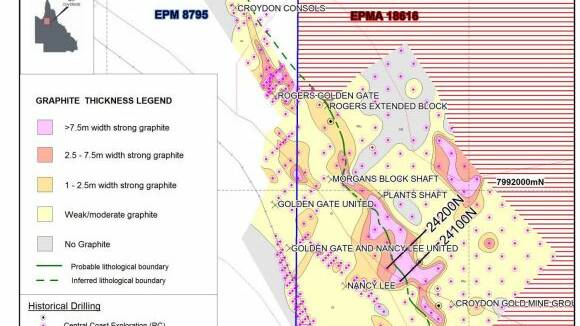 Geological map of the Golden Gate Graphite Project near Croydon.