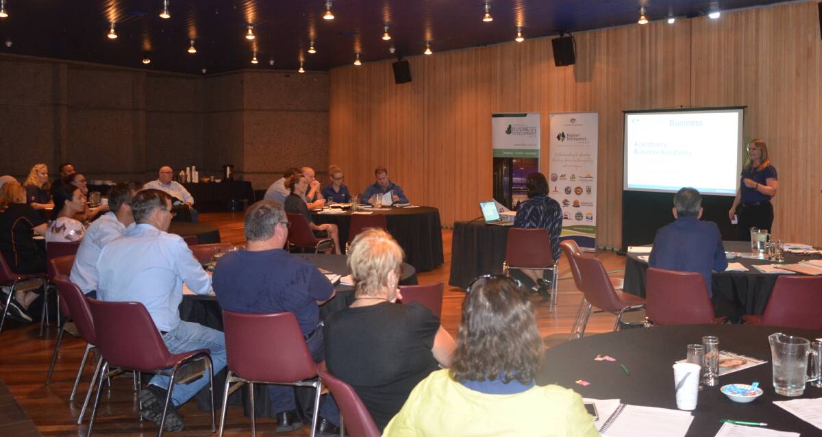 Kay Strong (right) speaks at the RDA workshop in Mount Isa on Thursday.