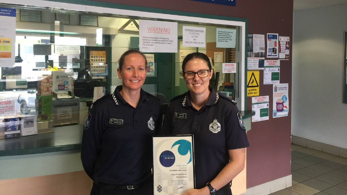 Mount Isa Officer in Charge Acting Senior Sergeant Shelley Slade with Constable Carly Leask, Adopt a Cop of the year.