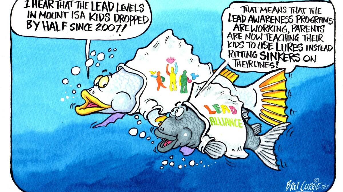 The jig is up for lead lures in the lake following the latest blood lead level results if our cartoonist Bret Currie is to be believed.