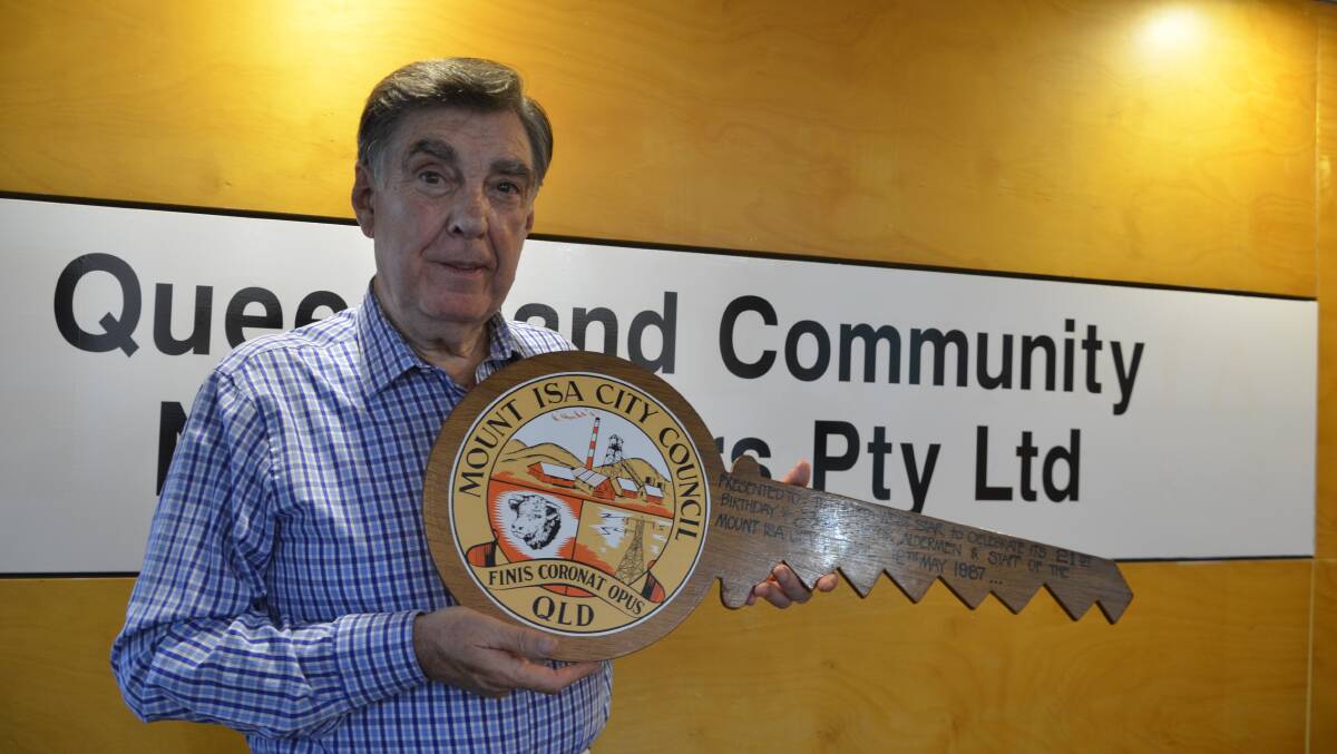 BIRTHDAY GIFT: Tony McGrady with the keys to the city the council gave to the North West Star in 1987. Photo: Derek Barry