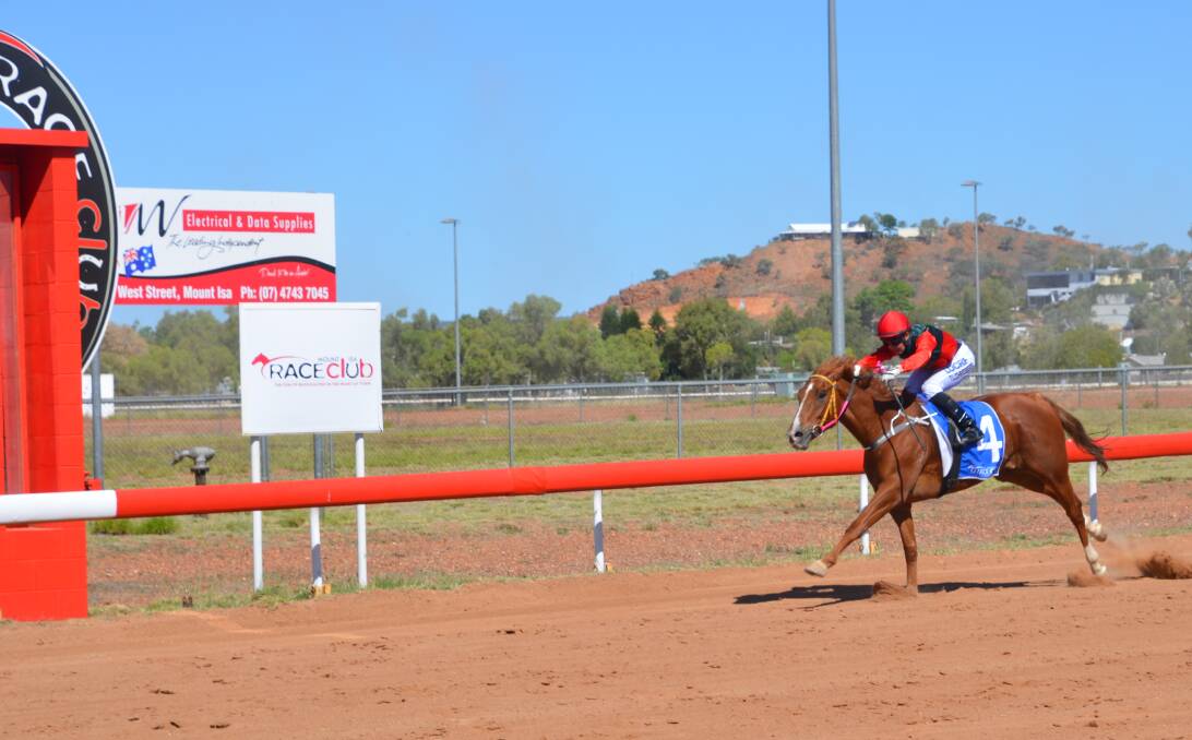 SAFELY HOME: Tasha Chambers guides Frisco Journey to a comfortable victory in Race 3 at Mount Isa on Saturday. Photo: Derek Barry