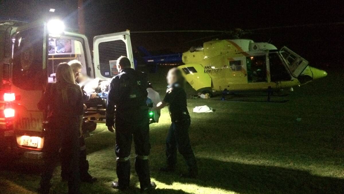 The LifeFlight helicopter lands at a Cloncurry mine site. Photo: courtesy RACQ LifeFlight Rescue