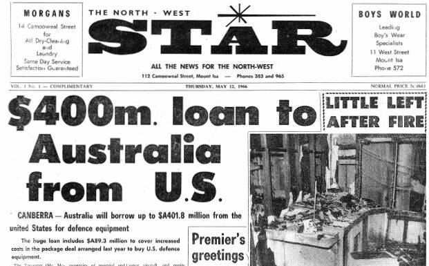 The front page of the first edition of the North West Star, published on May 12, 1966, promises "all the news for the north-west". 