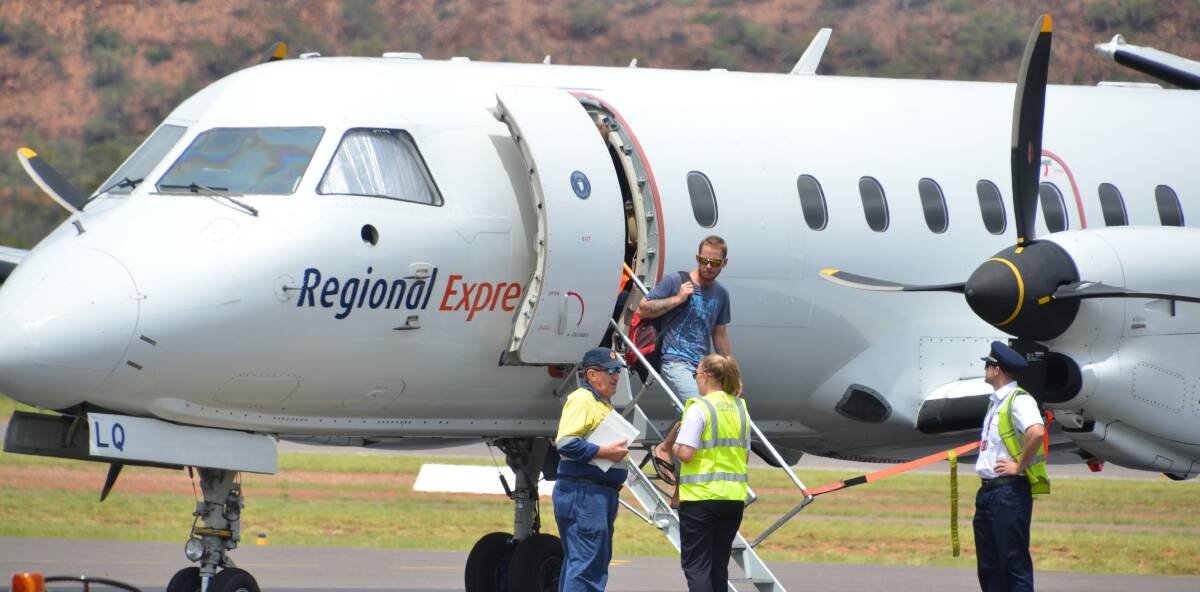 The 11.05am Rex flight from Townsville was a few minutes late into Mount Isa on Monday.