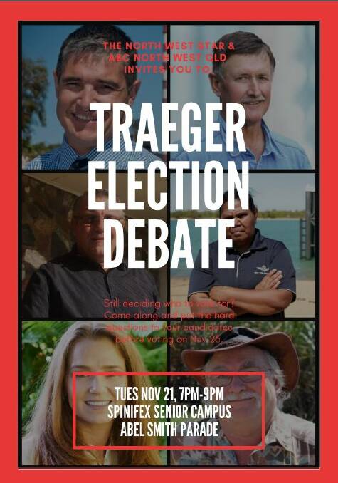 Traeger election debate poster.
