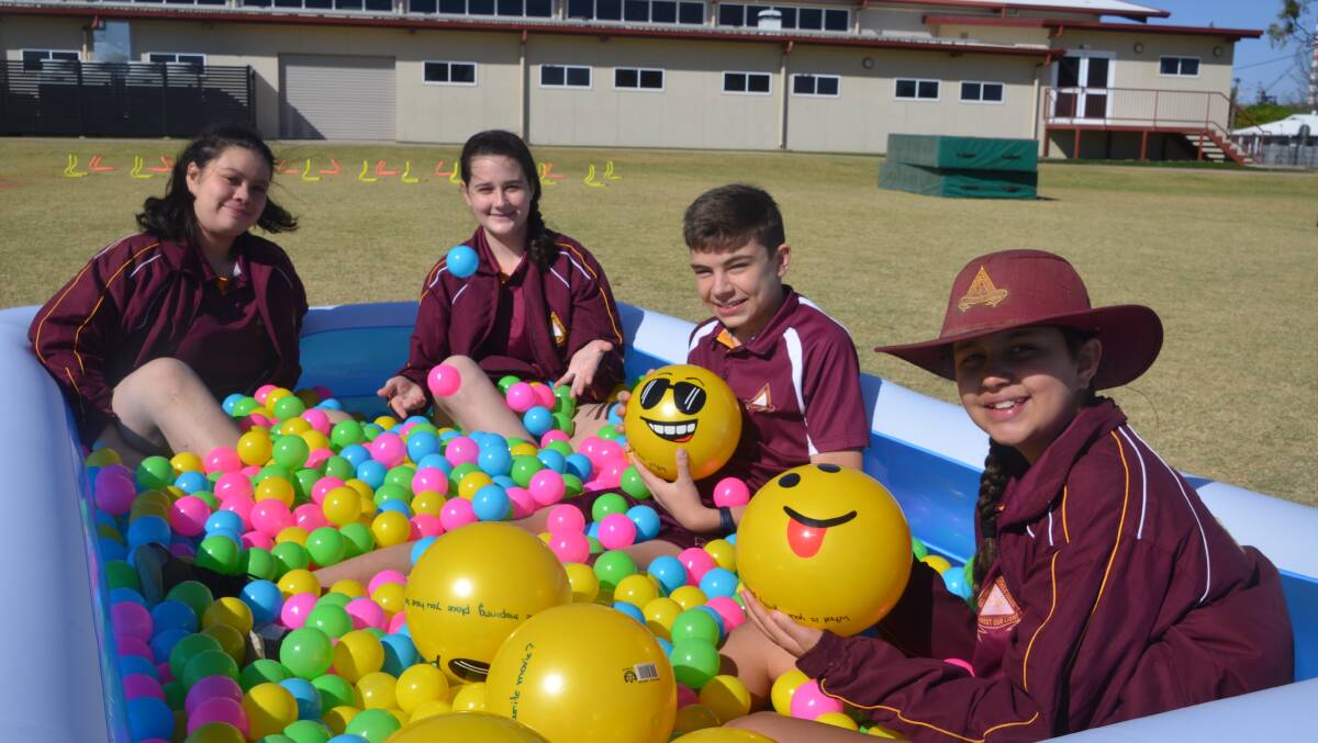 RUOK?: Good Shepherd students get into the ball pit for conversation. Photo: Derek Barry
