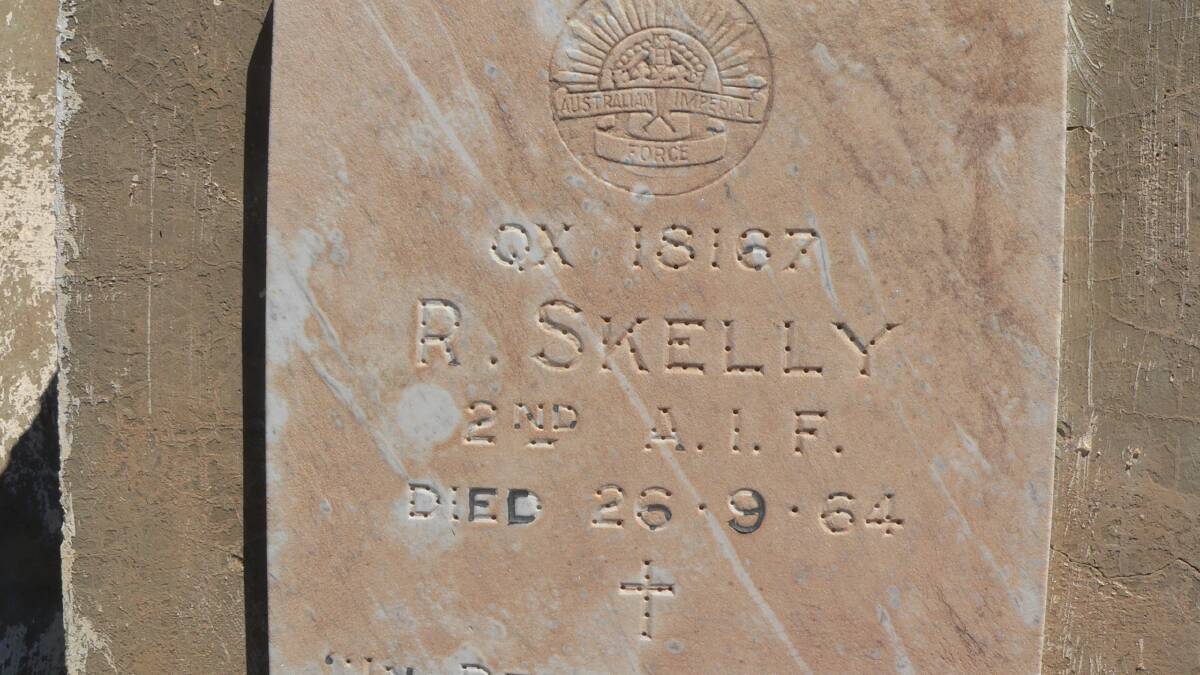 HISTORY UNCOVERED: Robert Skelly's gravestone in Mount Isa cemetery as found by Ryan Philp.