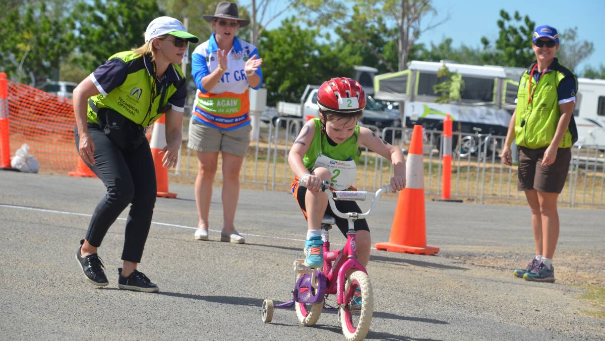 The youngest competitors in the junior tri still had training wheels.