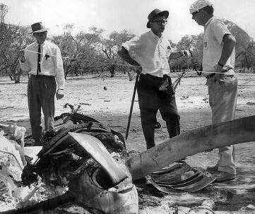 The wreckage of the September 1966 plane crash, which killed 24 people near Winton.