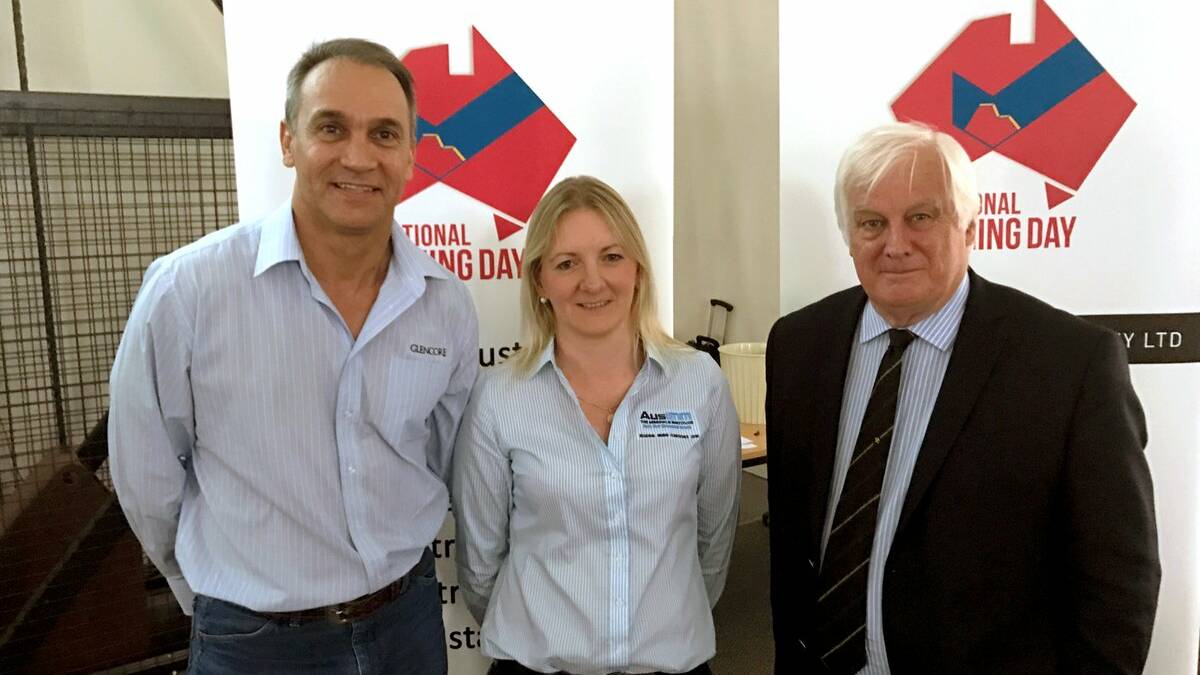 Glencore copper boss Mike Westerman, Rhonda O'Sullivan and Ian Plimer at the Mining Day event in Mount Isa last week.