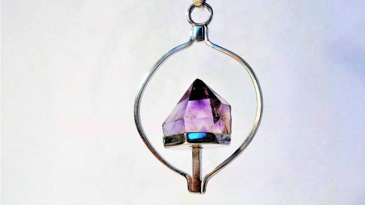 SPARKLING: Gottfried's amethyst crystal pendant made at the Lapidary Club in 2017.