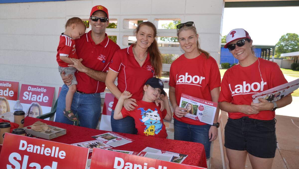 Danielle Slade campaigning with family and friends in Mount Isa on election day.