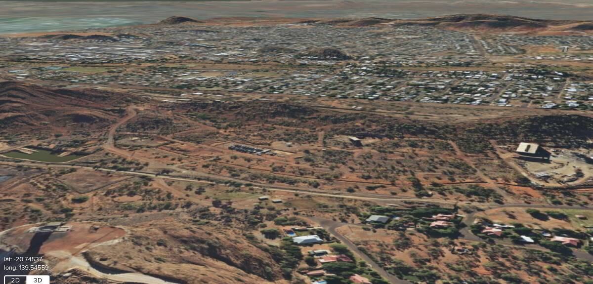 A 3D image of Mount Isa from the Queensland Globe.