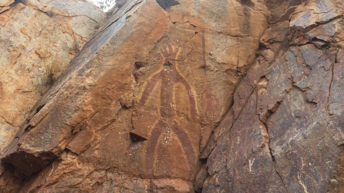 The aboriginal carving on the rock that gives Painted Rock its name. Photos: Derek Barry