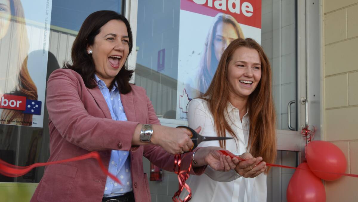 TRAEGER TALK: Premier Annastacia Palaszczuk cuts the ribbon to open Danielle Slade's new office in Mount Isa. Photo: Derek Barry