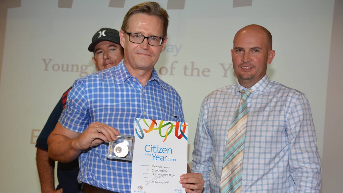 SAD FAREWELL: Dr Bryan Connor, seen here receiving his Citizen of the Year award for Cloncurry in 2017, is leaving after almost 12 years.