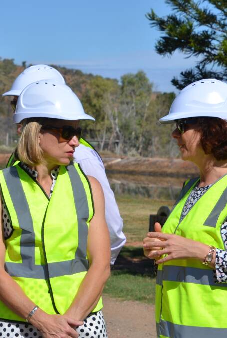 WATER MATTERS: Mayor Joyce McCulloch chats with Assistant Minister Jennifer Howard at the Sewerage Treatment works. Photos: Derek Barry
