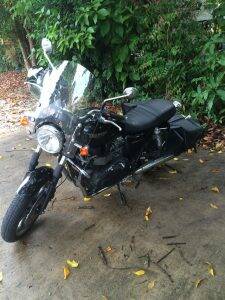 The distinctive black 2012 black Triumph Bonneyville motorcycle may provide answers.