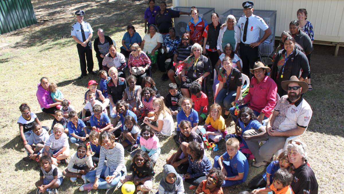 COMMUNITY SPIRIT: Camooweal Police at the school for Naidoc Day. Photo: supplied