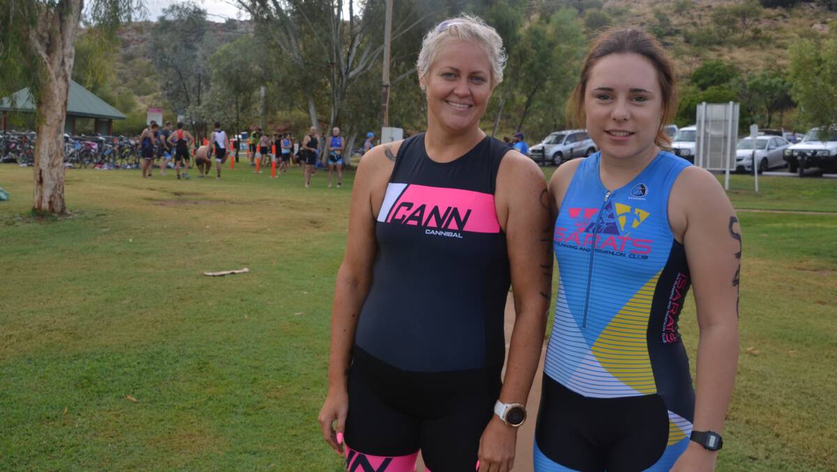 READY TO RACE: Elle Goodall and Peyton Storch get ready to take part in the first Race to the Creek on Sunday. Photo: Derek Barry