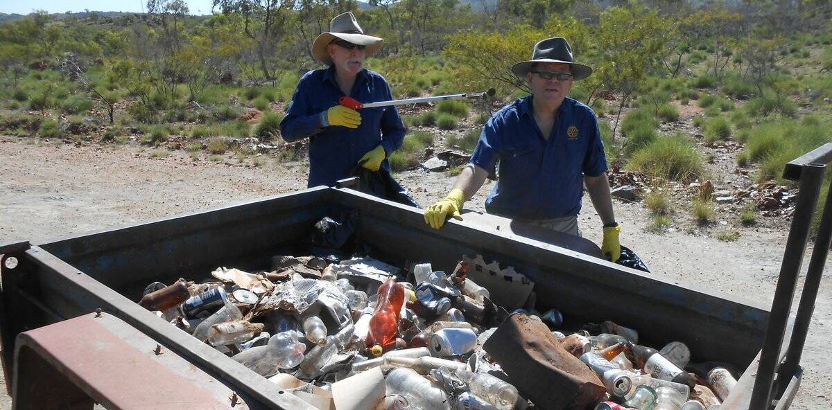 BIG HAUL: Falcon and Paul with some of the rubbish removed on the day. Photo: contributed.