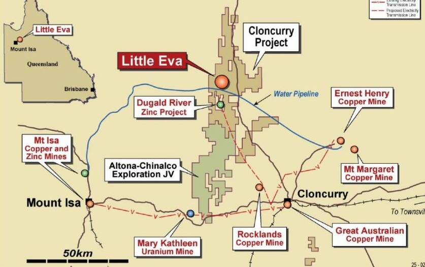 Map of the Cloncurry Project in North West Queensland.