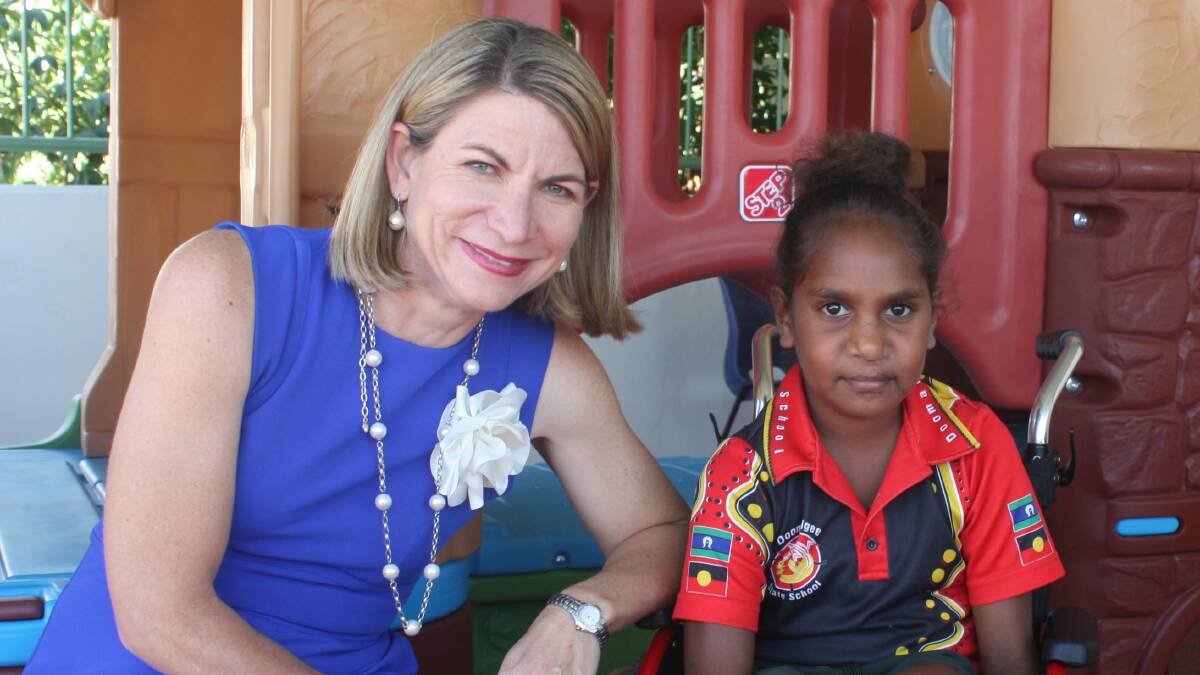 Mayor Joyce McCulloch with Melissa Peter, 9, a rheumatic heart patient at the Mount Isa Base Hospital.