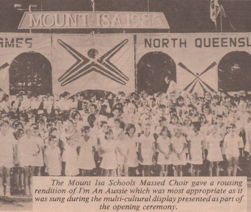 The Mount Isa Schools Choir perform at the North Queensland Games 1986.